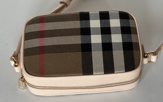 Burberry Small Camera House Check Shoulder Bag Pale Cameo 80850771 NWT $1050