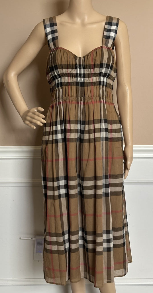 Burberry Delilah Women’s Toupe Brown Check Dress 6 US (40 Euro) 8084313 NWT $820