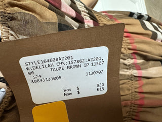 Burberry Delilah Women’s Toupe Brown Check Dress 6 US (40 Euro) 8084313 NWT $820