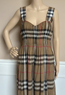 Burberry Delilah Women’s Toupe Brown Check Dress 6 US (40 Euro) 8084313 NWT $820