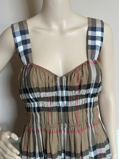 Burberry Delilah Women’s Toupe Brown Check Dress 6 US (40 Euro) 8084313 NWT $820