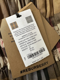 Burberry Delilah Women’s Toupe Brown Check Dress 8 US (42 Euro) 8084313 NWT $820