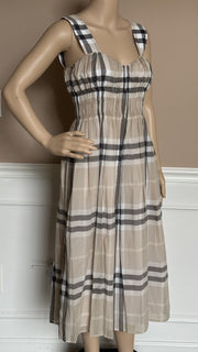 Burberry Delilah Women’s Stone IP Check Dress 4 US (38 Euro) 8099411 NWT $820