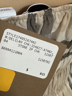 Burberry Delilah Women’s Stone IP Check Dress 4 US (38 Euro) 8099411 NWT $820