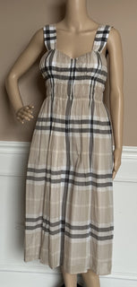 Burberry Delilah Women’s Stone IP Check Dress 4 US (38 Euro) 8099411 NWT $820