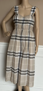 Burberry Delilah Women’s Stone IP Check Dress 4 US (38 Euro) 8099411 NWT $820