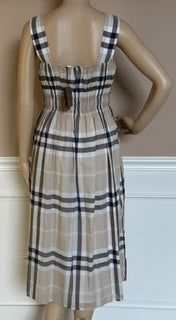 Burberry Delilah Women’s Stone IP Check Dress 4 US (38 Euro) 8099411 NWT $820