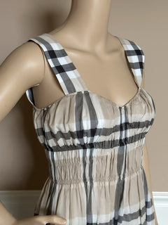 Burberry Delilah Women’s Stone IP Check Dress 4 US (38 Euro) 8099411 NWT $820