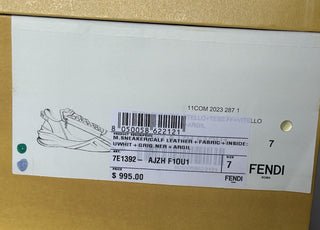 Fendi Flow Leather/Fabric Sneakers Gray/Green 8 US (7 Fendi) 7E1392 NIB $995