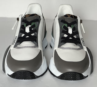 Fendi Flow Leather/Fabric Sneakers Gray/Green 8 US (7 Fendi) 7E1392 NIB $995
