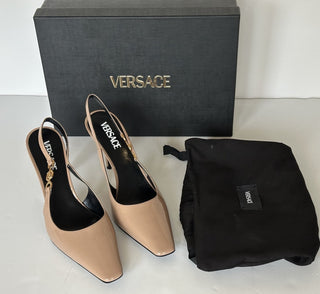 Versace Sling Back Leather Pump Shoes Blush 9.5 US (39.5 Eu) 1012428 IT NIB $875