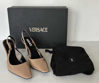 Versace Sling Back Leather Pump Shoes Blush 9.5 US (39.5 Eu) 1012428 IT NIB $875