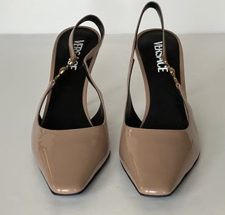 Versace Sling Back Leather Pump Shoes Blush 9.5 US (39.5 Eu) 1012428 IT NIB $875