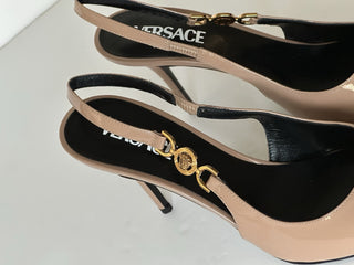 Versace Sling Back Leather Pump Shoes Blush 9.5 US (39.5 Eu) 1012428 IT NIB $875