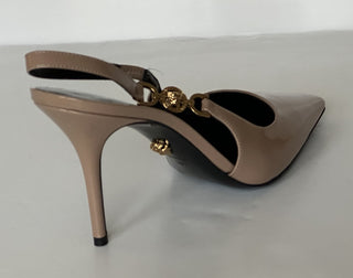 Versace Sling Back Leather Pump Shoes Blush 9.5 US (39.5 Eu) 1012428 IT NIB $875
