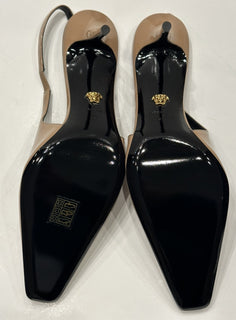 Versace Sling Back Leather Pump Shoes Blush 11 US (41 Eu) 1012428 IT NIB $875