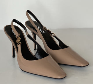 Versace Sling Back Leather Pump Shoes Blush 11 US (41 Eu) 1012428 IT NIB $875