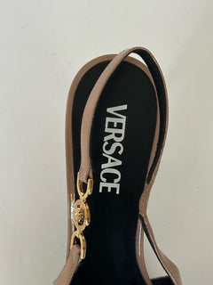 Versace Sling Back Leather Pump Shoes Blush 11 US (41 Eu) 1012428 IT NIB $875