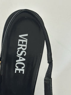 Versace Sling Back Patent Leather Shoe Black 9.5 US (39.5) 1012579 IT NIB $875