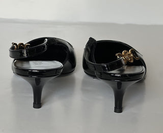 Versace Sling Back Patent Leather Shoe Black 9.5 US (39.5) 1012579 IT NIB $875