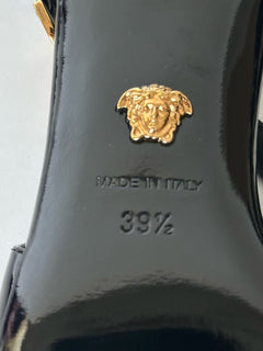 Versace Sling Back Patent Leather Shoe Black 9.5 US (39.5) 1012579 IT NIB $875