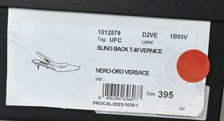 Versace Sling Back Patent Leather Shoe Black 9.5 US (39.5) 1012579 IT NIB $875
