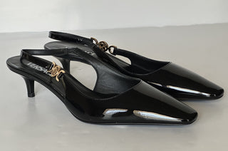 Versace Sling Back Patent Leather Shoe Black 9.5 US (39.5) 1012579 IT NIB $875