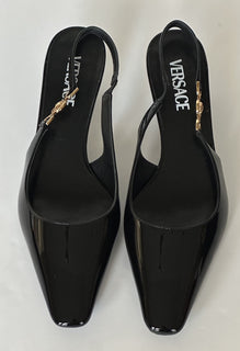 Versace Sling Back Patent Leather Shoe Black 9.5 US (39.5) 1012579 IT NIB $875