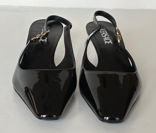Versace Sling Back Patent Leather Shoe Black 9.5 US (39.5) 1012579 IT NIB $875