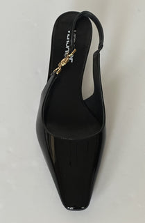 Versace Sling Back Patent Leather Shoe Black 9.5 US (39.5) 1012579 IT NIB $875