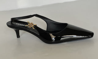 Versace Sling Back Patent Leather Shoe Black 9.5 US (39.5) 1012579 IT NIB $875