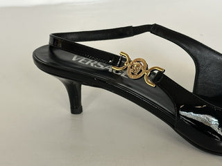 Versace Sling Back Patent Leather Shoe Black 9.5 US (39.5) 1012579 IT NIB $875