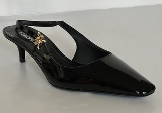 Versace Sling Back Patent Leather Shoe Black 9.5 US (39.5) 1012579 IT NIB $875