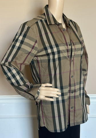 Burberry Women’s IP Check Button-Down Dress Shirt Small (Fits Large)