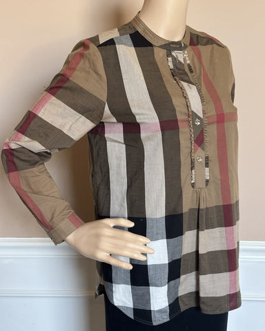 Burberry Women’s Brown IP Check Long Sleeve Dress Shirt 4 US (38 Euro)