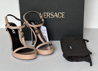 Versace Leather Pump Shoes Sandals Blush 10 US (40 Euro) 1013713 Italy NIB $995