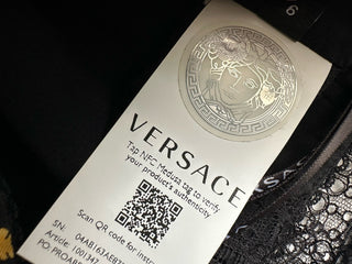 Versace Borocco Women's Black/Gold Silk Bralette 10 US (44 Eu) 1001347 NWT $1150