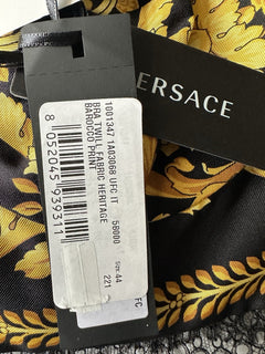 Versace Borocco Women's Black/Gold Silk Bralette 10 US (44 Eu) 1001347 NWT $1150