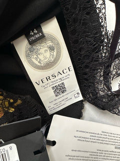 Versace Borocco Women's Black/Gold Silk Bralette 10 US (44 Eu) 1001347 NWT $1150