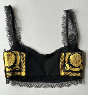 Versace Borocco Women's Black/Gold Silk Bralette 10 US (44 Eu) 1001347 NWT $1150