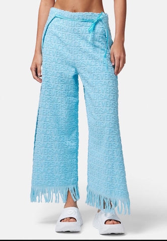 Versace Women's Blue Towel Pareo Pants 8 US (42 Euro) IT 1011141 NWT $625