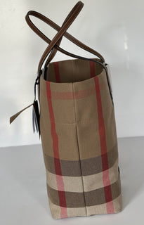 Burberry Check Canvas Medium London Tote Bag Taupe Brown Check 8084047 NWT $1390