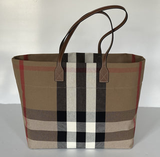 Burberry Check Canvas Medium London Tote Bag Taupe Brown Check 8084047 NWT $1390