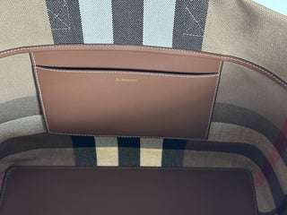 Burberry Check Canvas Medium London Tote Bag Taupe Brown Check 8084047 NWT $1390