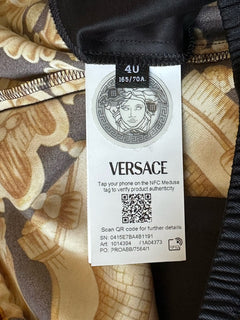 Versace Heritage Print Logo Womens Black/Gold Shorts 4 US (38) 1014394 NWT $1000