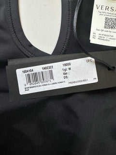 Versace Greca Border Cropped Gym Black Sport Bra M Made in Italy 1004104 NWT
