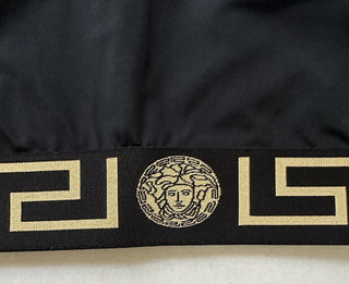 Versace Greca Border Cropped Gym Black Sport Bra L Made in Italy 1004104 NWT