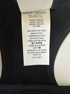 Versace Greca Border Cropped Gym Black Sport Bra L Made in Italy 1004104 NWT