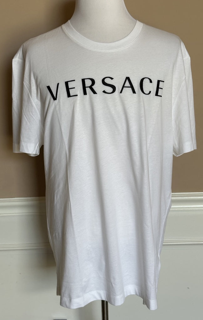 Versace Embroidered Logo White Cotton Jersey T-Shirt 5XL A87021S NWT $475