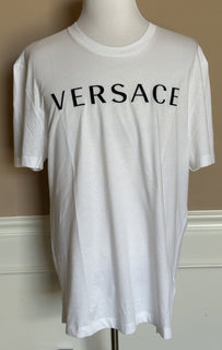 Versace Embroidered Logo White Cotton Jersey T-Shirt 5XL A87021S NWT $475